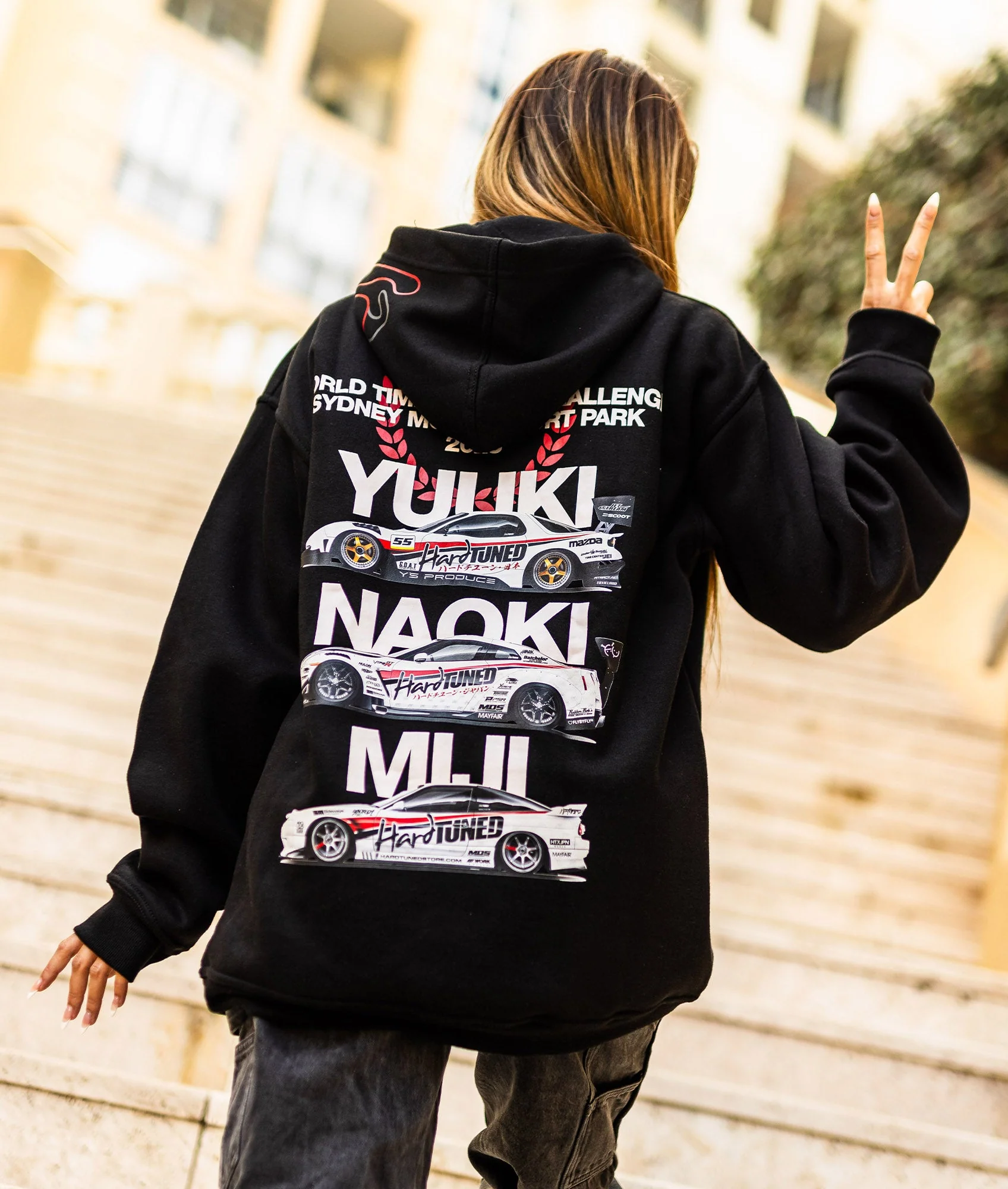 Womens World Time Attack Team Hoodie - Black - Image 2